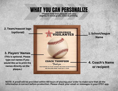 Custom Baseball Coach Signature Plaque