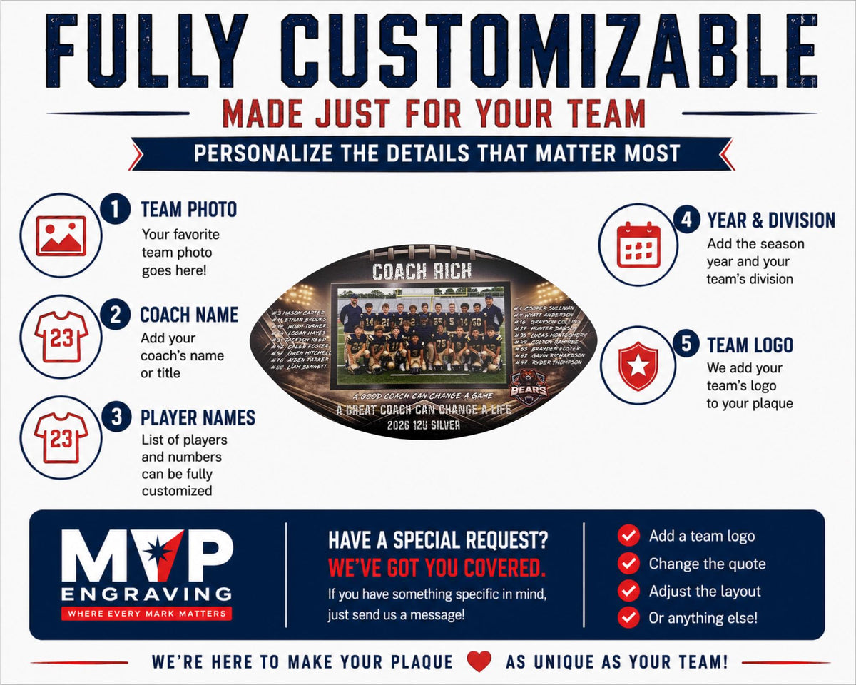 Personalized Football Coach Photo Plaque