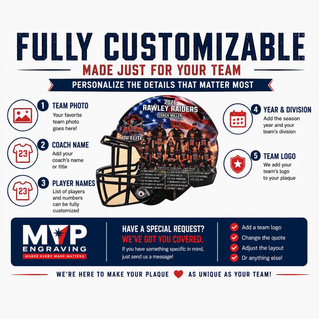 Personalized Team Photo Football Helmet Plaque