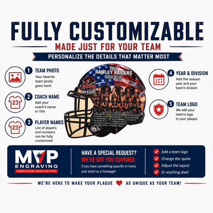 Personalized Team Photo Football Helmet Plaque