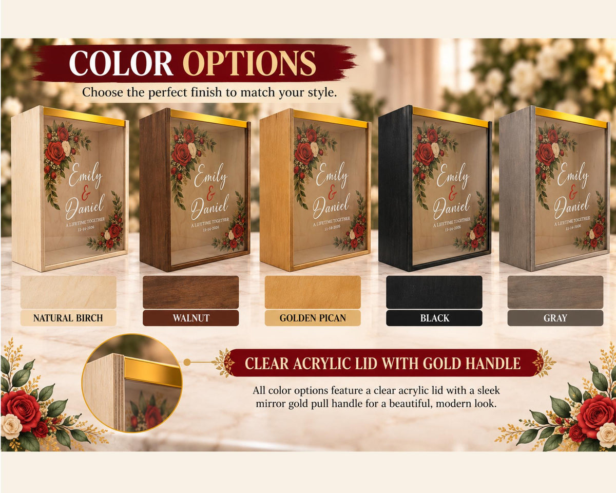 Personalized Wine Gift Keepsake Box Set With Acrylic Lid