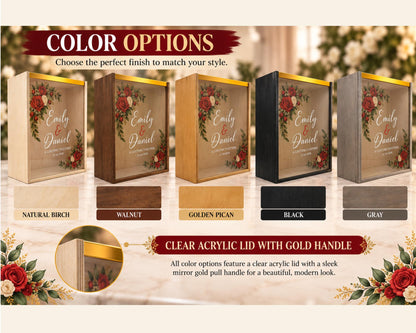 Personalized Wine Gift Keepsake Box Set With Acrylic Lid