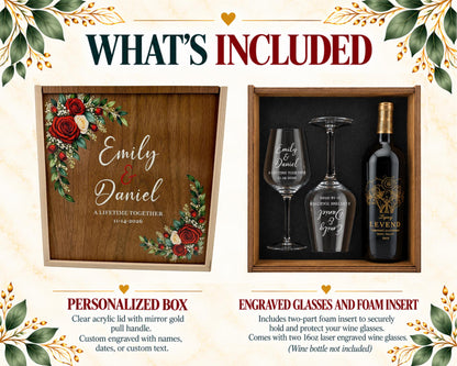 Personalized Walnut and Birch Wine Keepsake Box Set