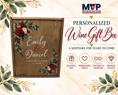 Personalized Wine Gift Keepsake Box Set With Wood Lid