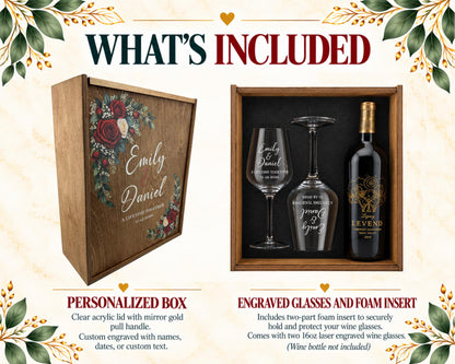 Personalized Wine Gift Keepsake Box Set With Wood Lid