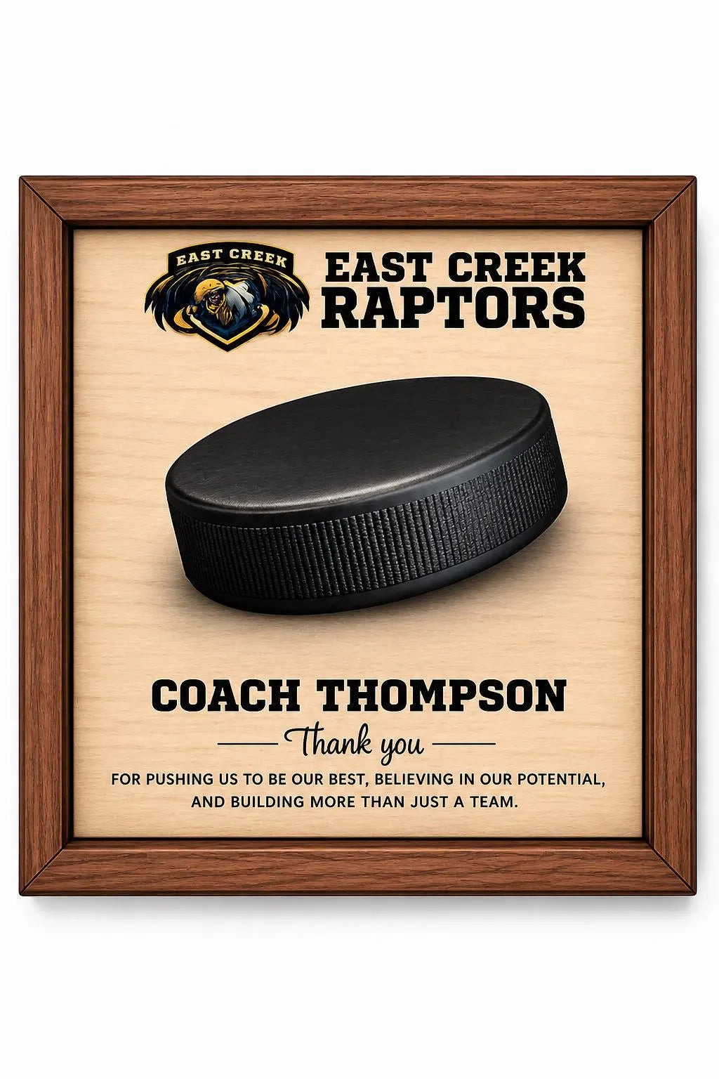 Custom Hockey Coach Signature Plaque