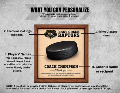 Custom Hockey Coach Signature Plaque