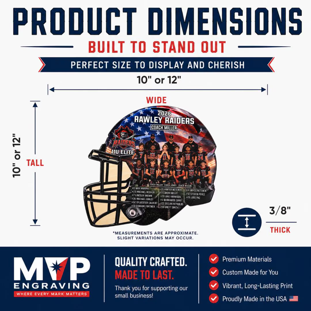 Personalized Team Photo Football Helmet Plaque