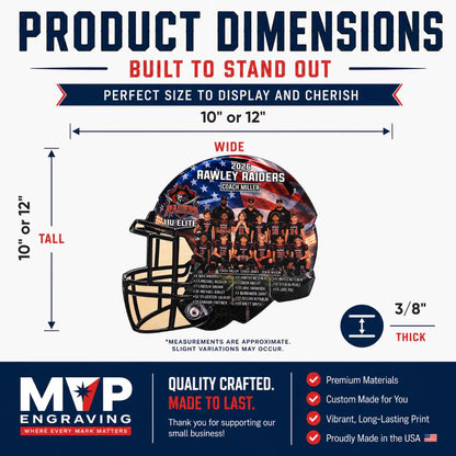Personalized Team Photo Football Helmet Plaque