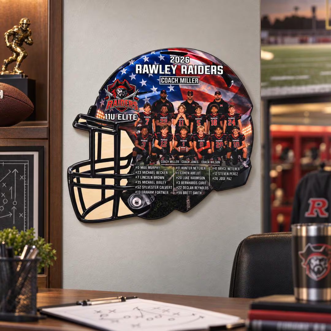 Personalized Team Photo Football Helmet Plaque
