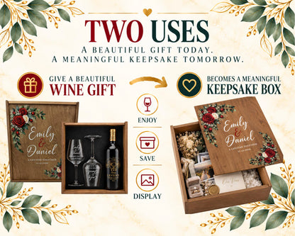 Personalized Wine Gift Keepsake Box Set With Wood Lid