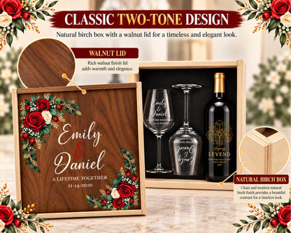 Personalized Walnut and Birch Wine Keepsake Box Set