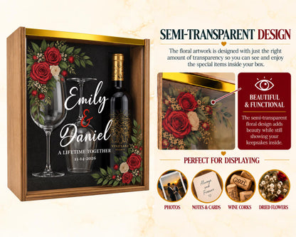 Personalized Wine Gift Keepsake Box Set With Acrylic Lid