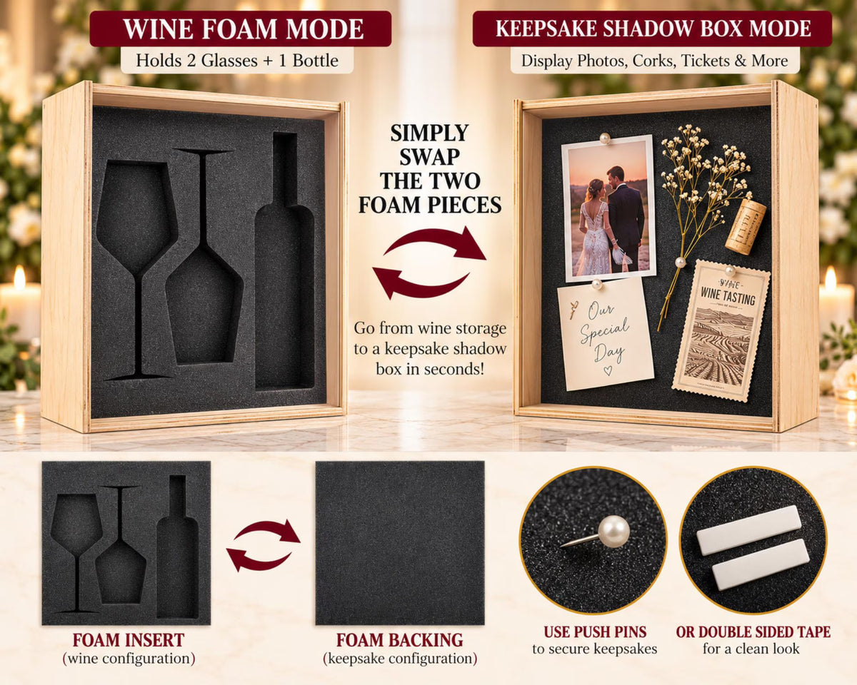 Personalized Wine Gift Keepsake Box Set With Acrylic Lid