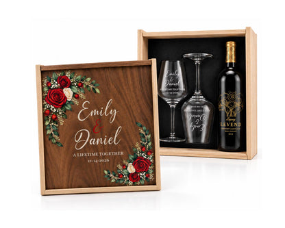 Personalized Walnut and Birch Wine Keepsake Box Set