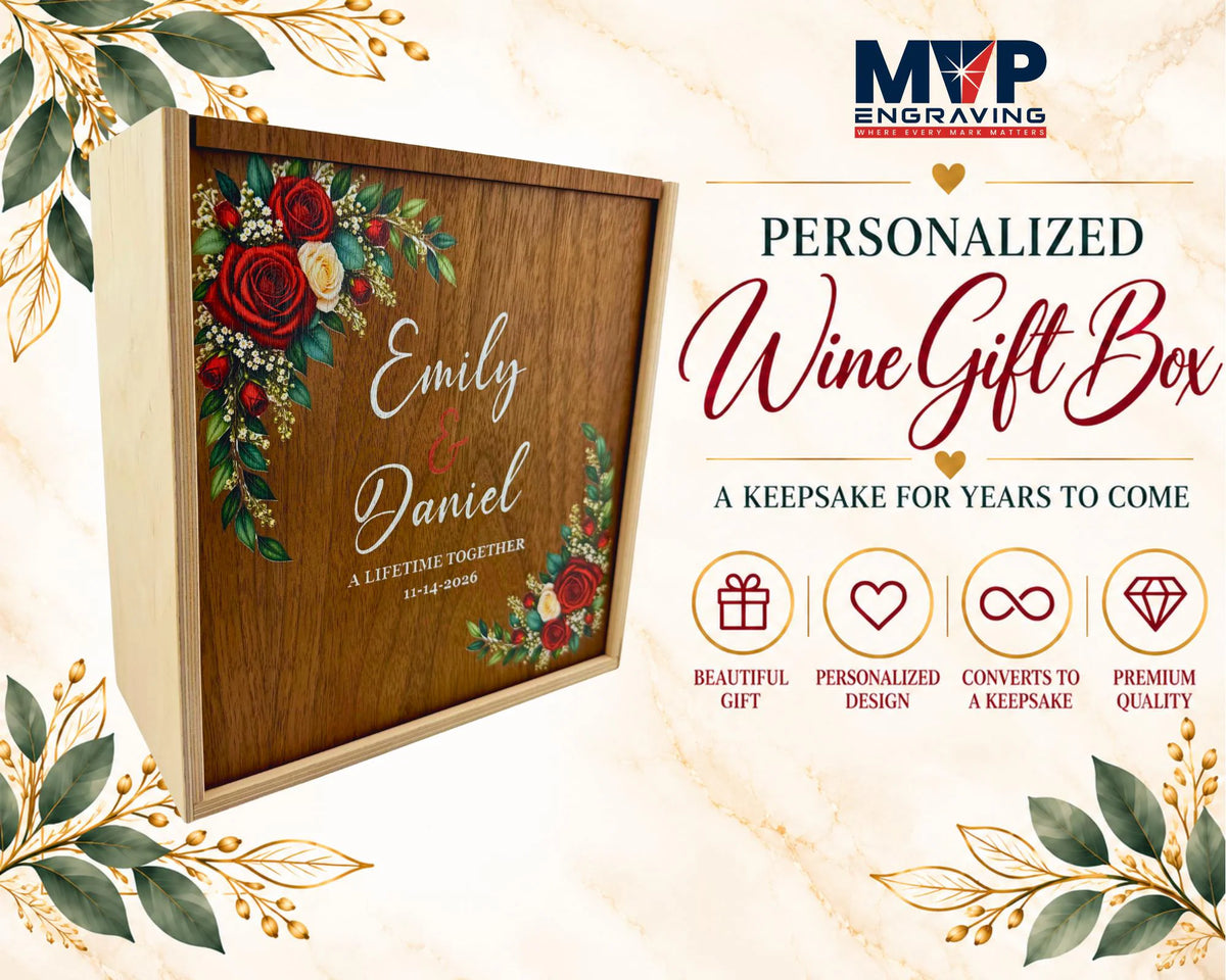 Personalized Walnut and Birch Wine Keepsake Box Set