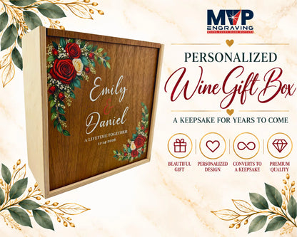 Personalized Walnut and Birch Wine Keepsake Box Set