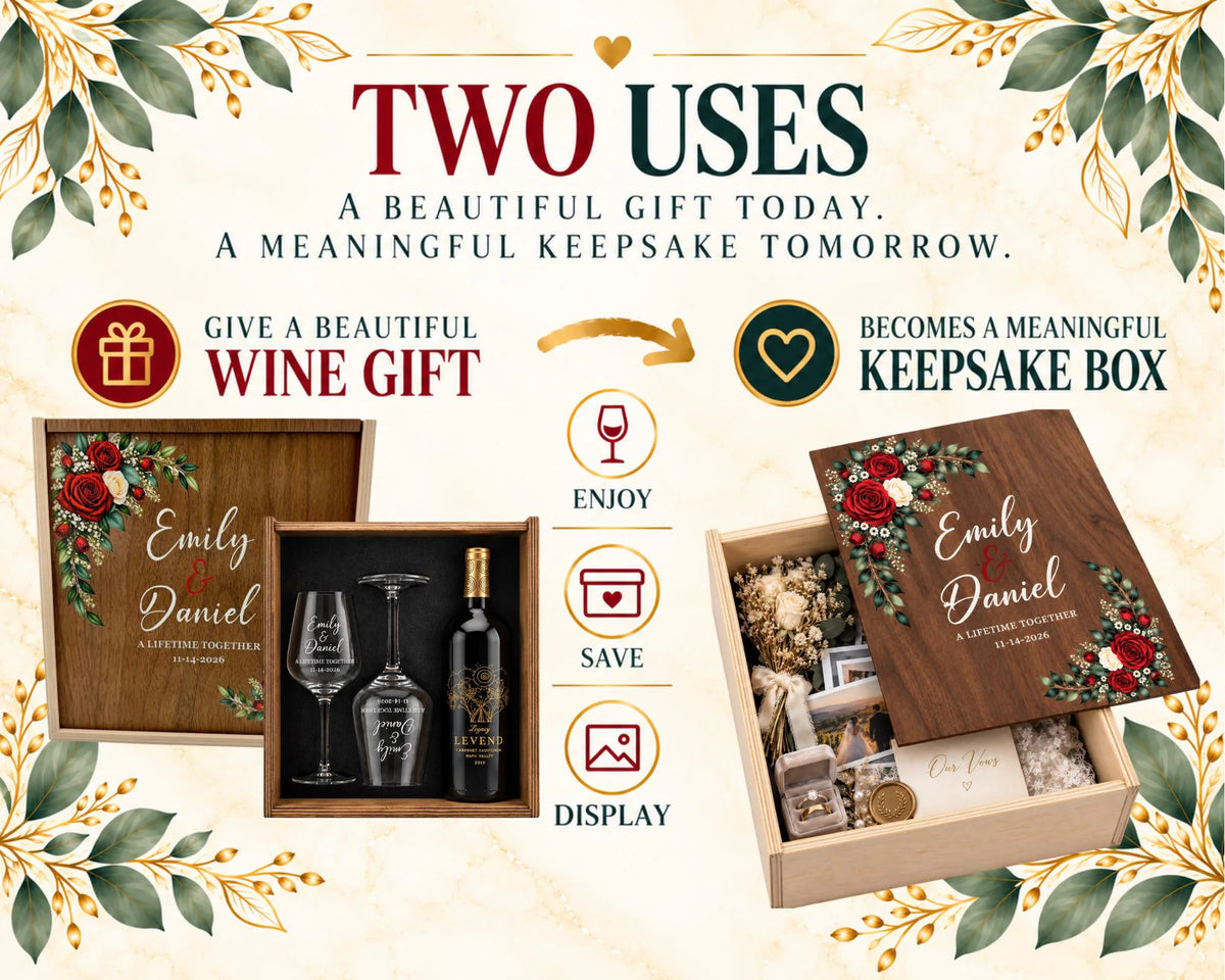 Personalized Walnut and Birch Wine Keepsake Box Set