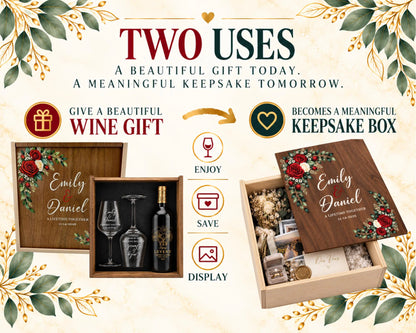 Personalized Walnut and Birch Wine Keepsake Box Set