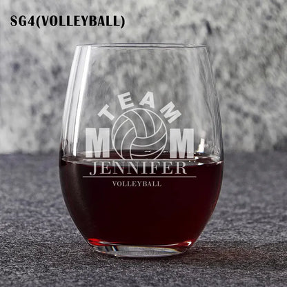 Team Mom Stemless Wine Glass