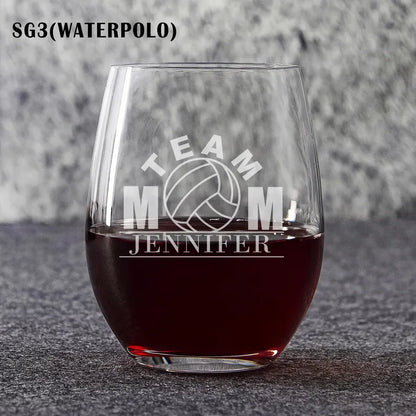 Team Mom Stemless Wine Glass
